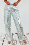 Silver Baggy Cargo Pants-170 Bottoms-Vibrant M.i.U-Coastal Bloom Boutique, find the trendiest versions of the popular styles and looks Located in Indialantic, FL