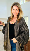 Mirrored Metallic Sugar High Italian Cardigan- Black/ Gold-150 Cardigan Layers-Italianissimo-Coastal Bloom Boutique, find the trendiest versions of the popular styles and looks Located in Indialantic, FL