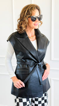 Run the City Vegan Leather Vest - Black-160 Jackets-ROUSSEAU-Coastal Bloom Boutique, find the trendiest versions of the popular styles and looks Located in Indialantic, FL