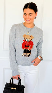 City Explorer Bear Sweater - H Grey-140 Sweaters-Gilli-Coastal Bloom Boutique, find the trendiest versions of the popular styles and looks Located in Indialantic, FL