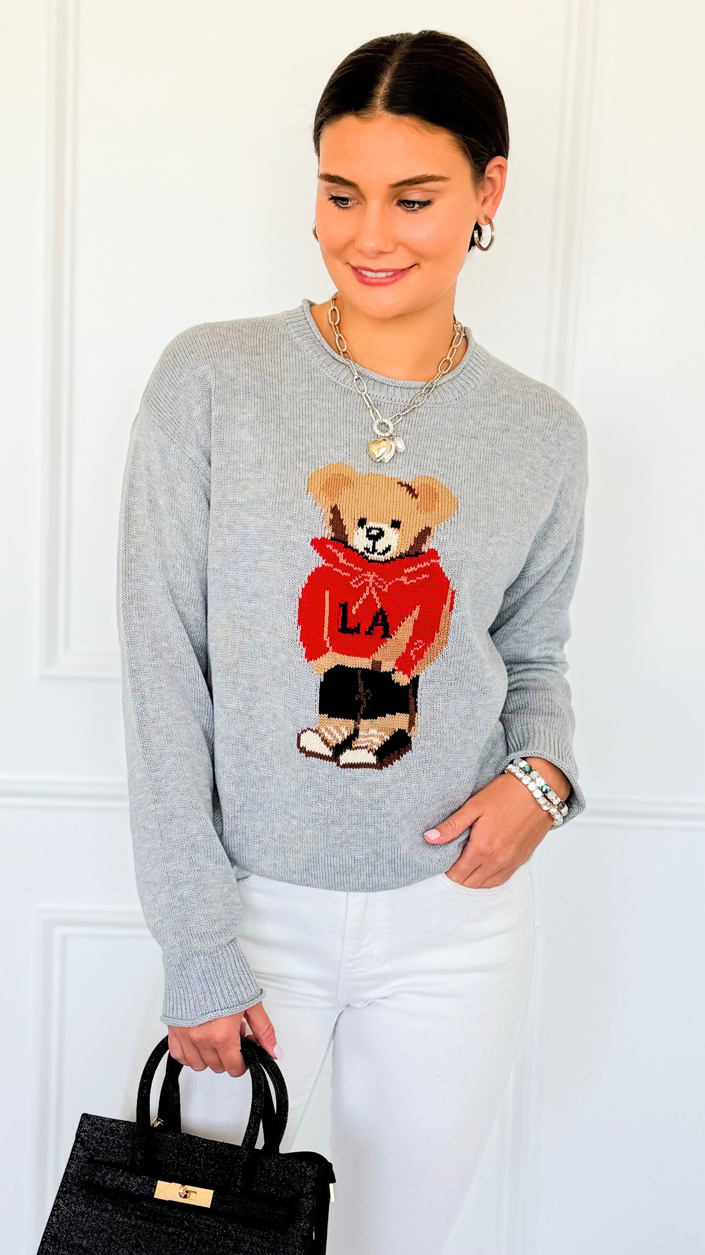 City Explorer Bear Sweater - H Grey-140 Sweaters-Gilli-Coastal Bloom Boutique, find the trendiest versions of the popular styles and looks Located in Indialantic, FL