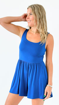 Double-Layered Tank Romper - Navy-200 Dresses/Jumpsuits/Rompers-Zenana-Coastal Bloom Boutique, find the trendiest versions of the popular styles and looks Located in Indialantic, FL