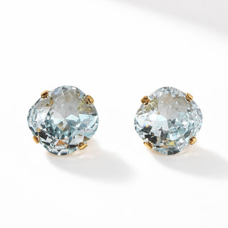 Square Cushion Stud Earrings - Light Azore - Katora