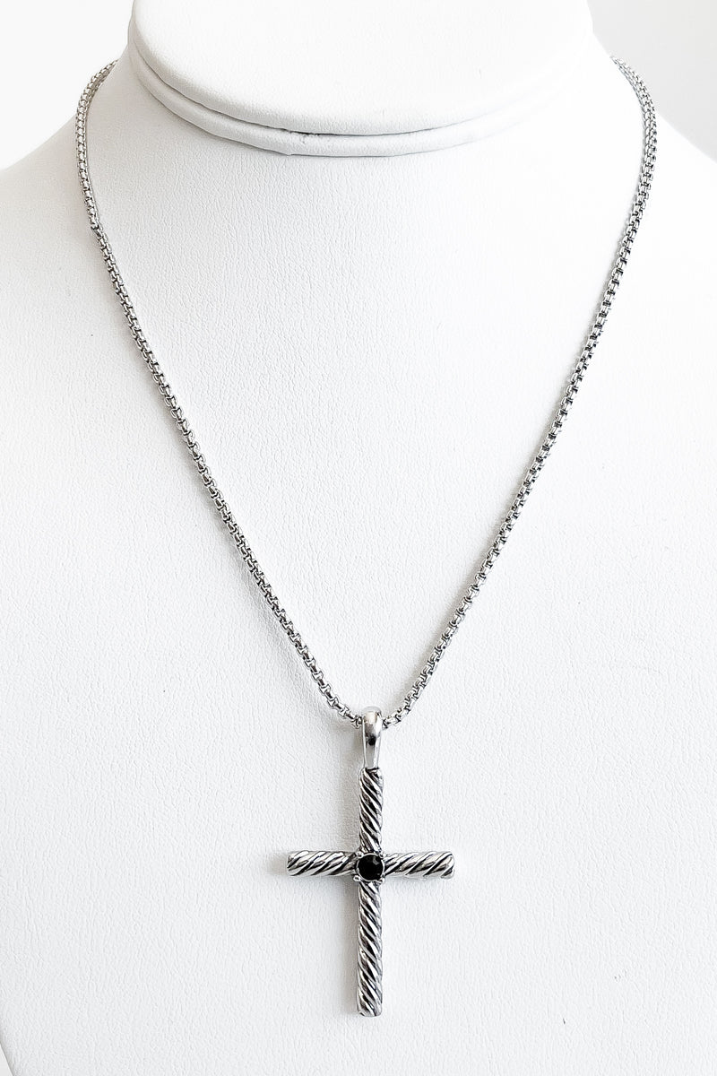 Textured Detailed Cross Necklace-230 Jewelry-GS JEWELRY-Coastal Bloom Boutique, find the trendiest versions of the popular styles and looks Located in Indialantic, FL