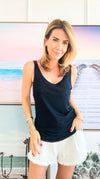 Classic Tank Top - Black-100 Sleeveless Tops-Italianissimo-Coastal Bloom Boutique, find the trendiest versions of the popular styles and looks Located in Indialantic, FL