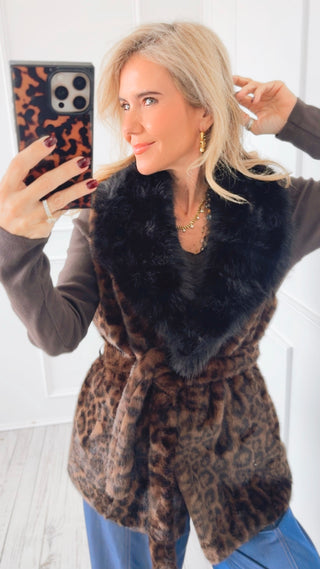Belted Animal Print Vest