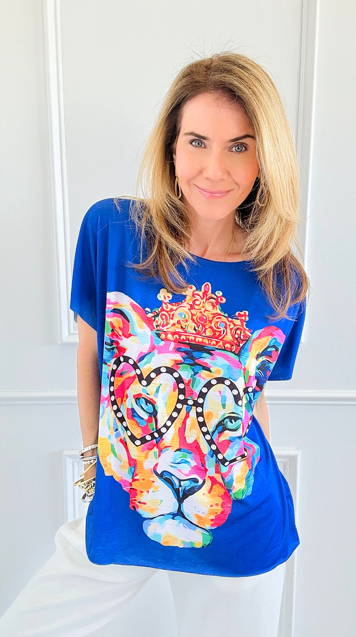 Wild Colorful Italian Graphic Tee- Blue-110 short Sleeve Top-Italianissimo-Coastal Bloom Boutique, find the trendiest versions of the popular styles and looks Located in Indialantic, FL