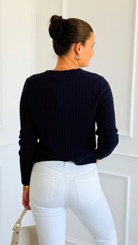 The Regent Cropped Cardigan Sweater-Navy-150 Cardigan Layers-Blu Pepper-Coastal Bloom Boutique, find the trendiest versions of the popular styles and looks Located in Indialantic, FL