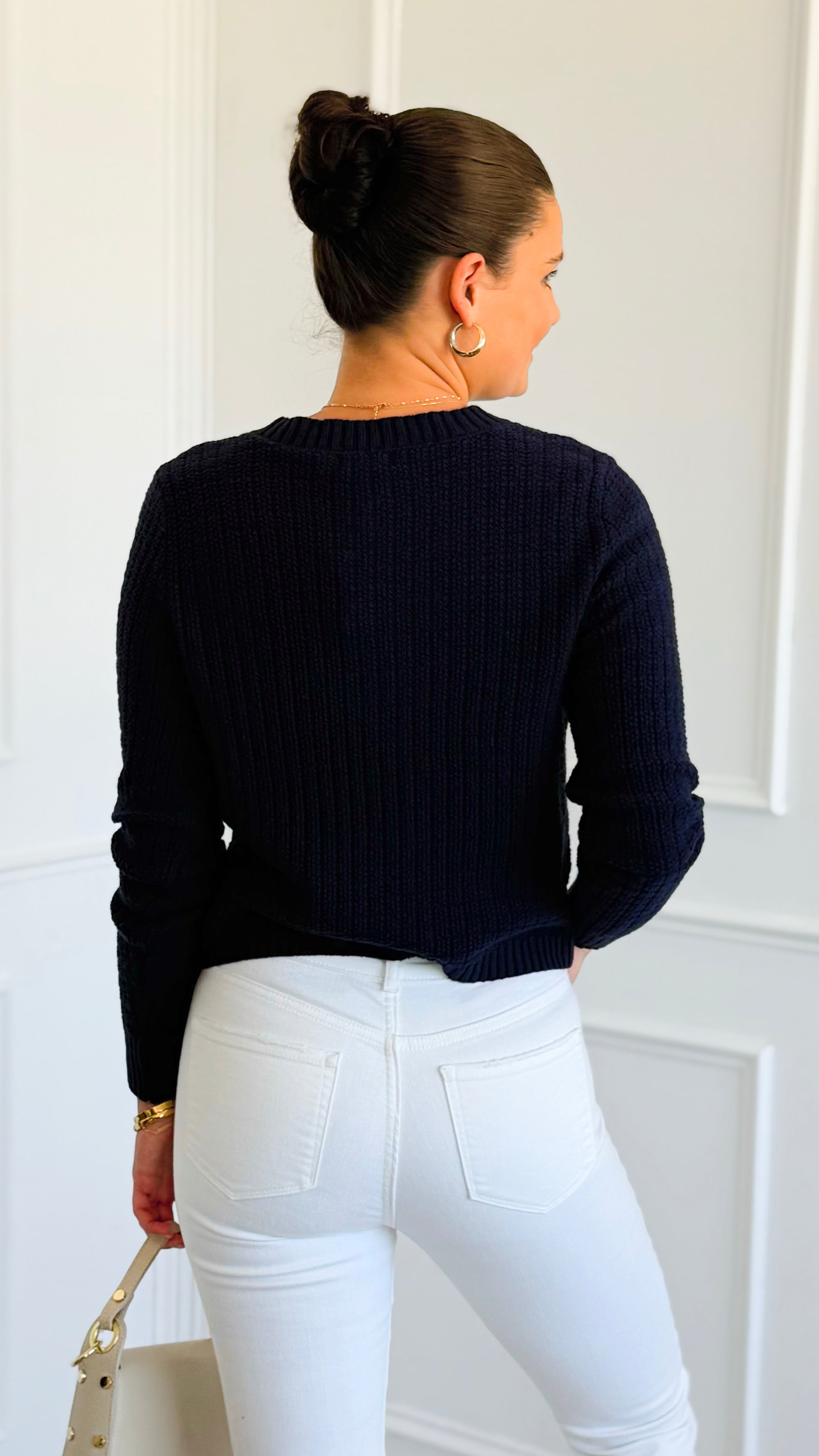 The Regent Cropped Cardigan Sweater-Navy-150 Cardigan Layers-Blu Pepper-Coastal Bloom Boutique, find the trendiest versions of the popular styles and looks Located in Indialantic, FL