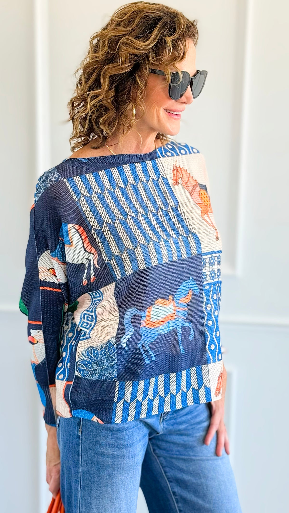 Carousel Dreams Italian St Tropez Knit- Royal Blue-140 Sweaters-SORPRESA-Coastal Bloom Boutique, find the trendiest versions of the popular styles and looks Located in Indialantic, FL