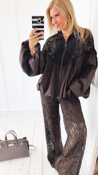 Lace Of Luxury Italian Pant- Brown