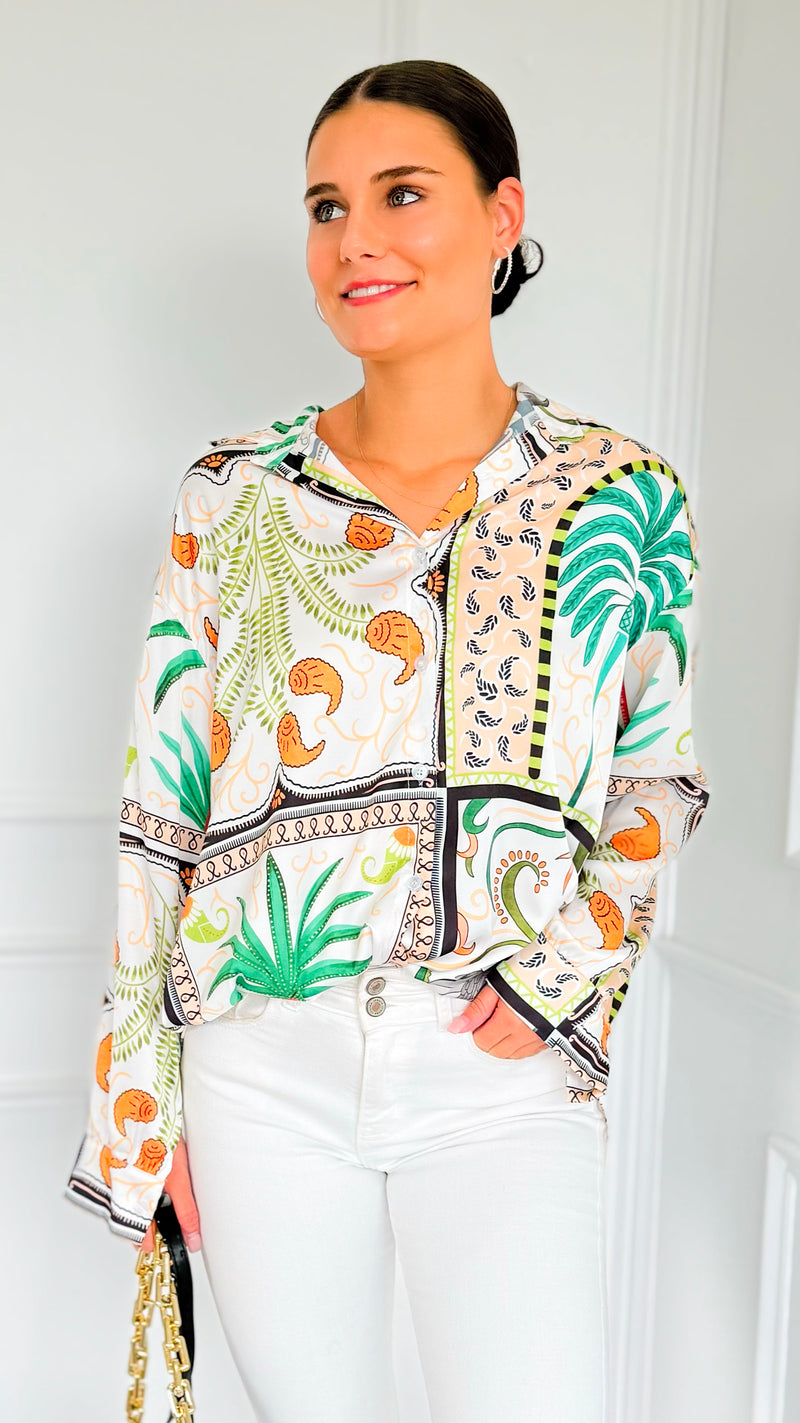 Tropical Vibes Italian Blouse-110 Long Sleeve Tops-SORPRESA-Coastal Bloom Boutique, find the trendiest versions of the popular styles and looks Located in Indialantic, FL