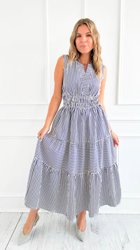 Sailaway Stripe Tiered Midi Dress-200 Dresses/Jumpsuits/Rompers-she+sky-Coastal Bloom Boutique, find the trendiest versions of the popular styles and looks Located in Indialantic, FL
