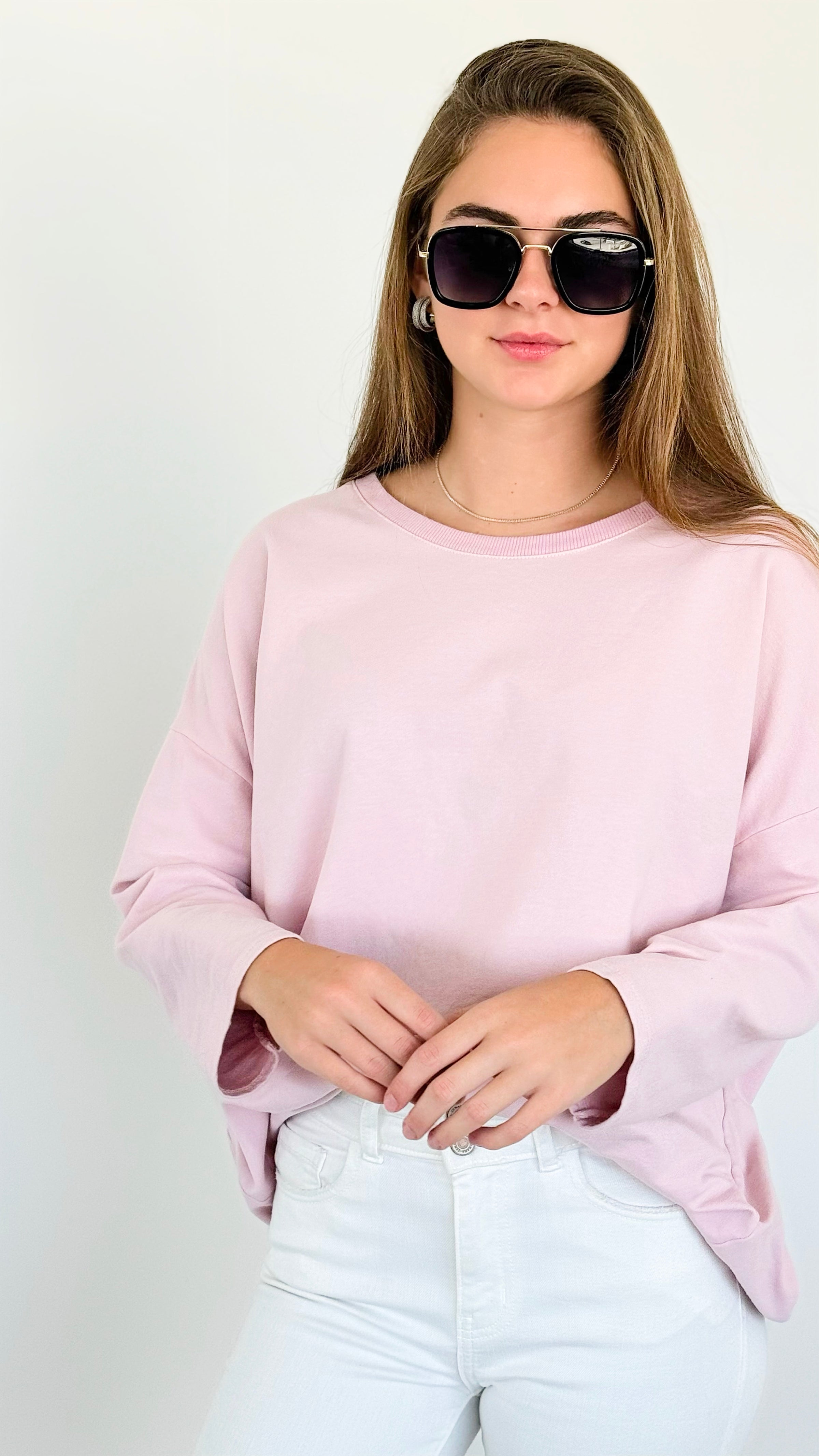 Upscale Comfort Italian Pullover- Blush-140 Sweaters-Italianissimo-Coastal Bloom Boutique, find the trendiest versions of the popular styles and looks Located in Indialantic, FL