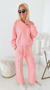 Cozy Life Hoodie + Sweatpant Set - Blush-130 Long Sleeve Tops-RISEN JEANS-Coastal Bloom Boutique, find the trendiest versions of the popular styles and looks Located in Indialantic, FL