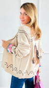 Jacquard Western Sweater Cardigan-140 Sweaters-Blu Pepper-Coastal Bloom Boutique, find the trendiest versions of the popular styles and looks Located in Indialantic, FL