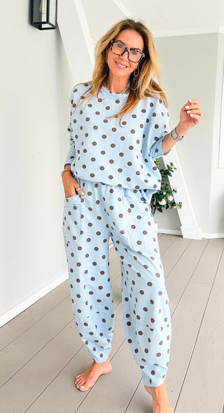 La Spezia Polka Dot Italian Barrel Cotton Set- Sky Blue