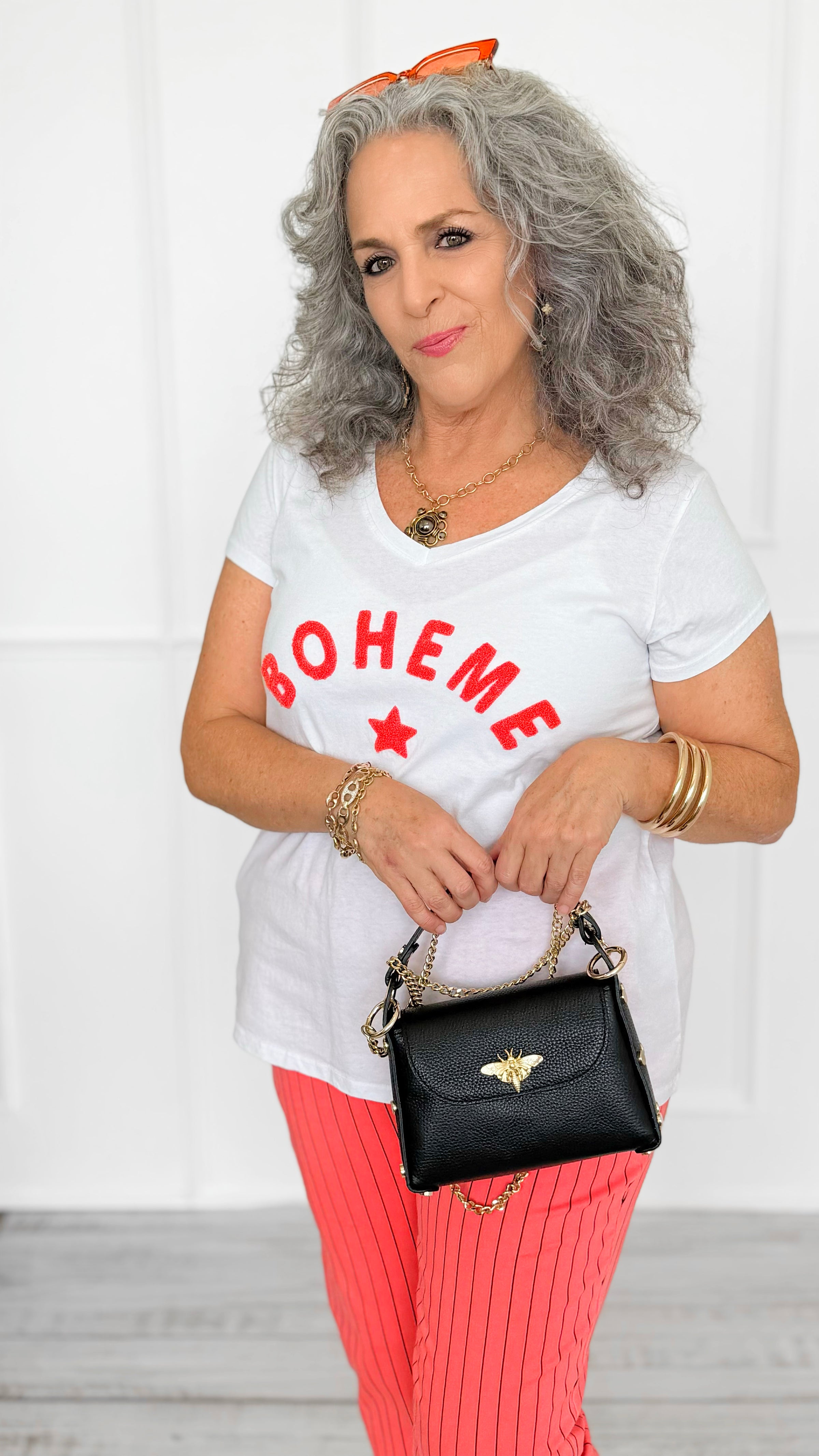 Starlit Spirit Italian T-Shirt-110 short Sleeve Top-LY PARIS-Coastal Bloom Boutique, find the trendiest versions of the popular styles and looks Located in Indialantic, FL