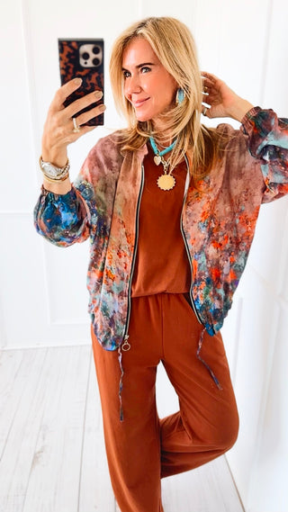Painted Tide Italian Zip Up Jacket- Taupe