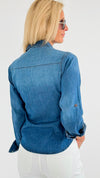 Denim Classic Button-Up Shirt -Dark Blue-130 Long Sleeve Tops-Blue Age-Coastal Bloom Boutique, find the trendiest versions of the popular styles and looks Located in Indialantic, FL