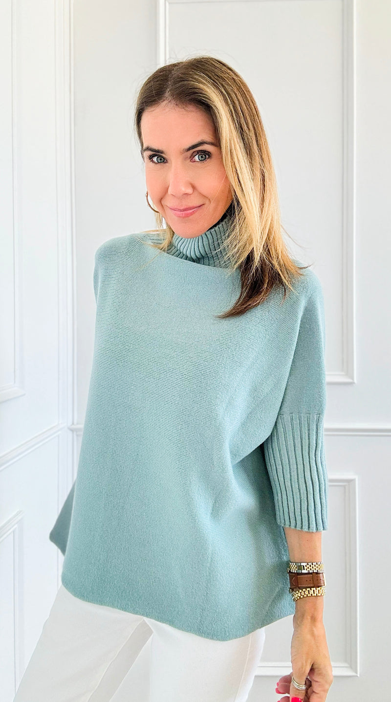 Break Free Italian Sweater Top- Dusty Teal-140 Sweaters-Italianissimo-Coastal Bloom Boutique, find the trendiest versions of the popular styles and looks Located in Indialantic, FL