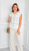 Trophy Season Crochet Top- Off White-110 Short Sleeve Tops-POL-Coastal Bloom Boutique, find the trendiest versions of the popular styles and looks Located in Indialantic, FL