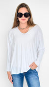 Everyday Luxe Long-Sleeve Italian Top - White-130 Long Sleeve Tops-Italianissimo-Coastal Bloom Boutique, find the trendiest versions of the popular styles and looks Located in Indialantic, FL