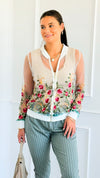 Garden Bloom Embroidered Zip-Up-130 Long sleeve top-in2you-Coastal Bloom Boutique, find the trendiest versions of the popular styles and looks Located in Indialantic, FL