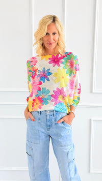 Bold Blossom St Tropez Italian Knit Sweater-140 Sweaters-FAITH/ SORPRESA-Coastal Bloom Boutique, find the trendiest versions of the popular styles and looks Located in Indialantic, FL