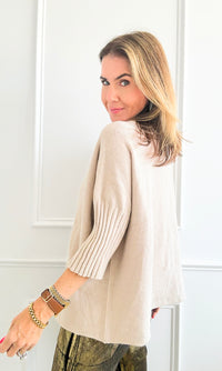 Break Free Italian Sweater Top - Heather Beige-140 Sweaters-Italianissimo-Coastal Bloom Boutique, find the trendiest versions of the popular styles and looks Located in Indialantic, FL