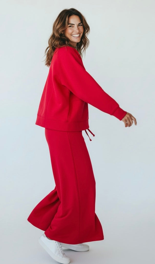 Weekend Ease Set - Ruby-130 Long sleeve top-Zenana-Coastal Bloom Boutique, find the trendiest versions of the popular styles and looks Located in Indialantic, FL