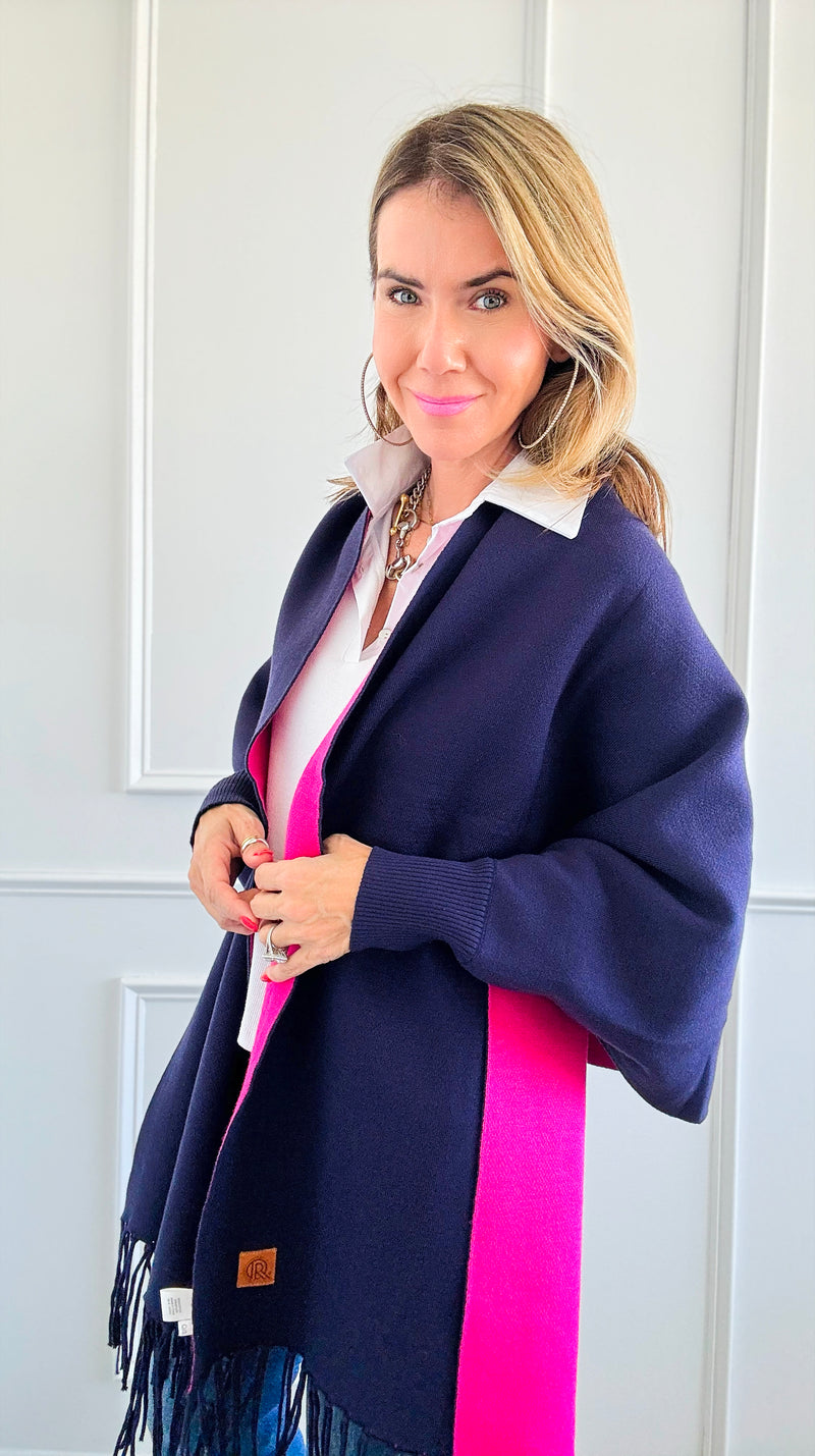 Wind Through My Hair Sweater Shawl - Navy-150 Cardigans/Layers-Original USA-Coastal Bloom Boutique, find the trendiest versions of the popular styles and looks Located in Indialantic, FL