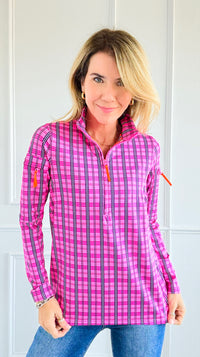 Pre Order- Plaid Allure Zip-Up Top-110 Long Sleeve Tops-Gretchen Scott-Coastal Bloom Boutique, find the trendiest versions of the popular styles and looks Located in Indialantic, FL