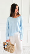 Cloud Day Italian Knit Sweater- Sky Blue-140 Sweaters-NSP-Coastal Bloom Boutique, find the trendiest versions of the popular styles and looks Located in Indialantic, FL