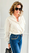 Amour Statement Italian Blouse- White-130 Long Sleeve Tops-Italianissimo/AMIRA-Coastal Bloom Boutique, find the trendiest versions of the popular styles and looks Located in Indialantic, FL