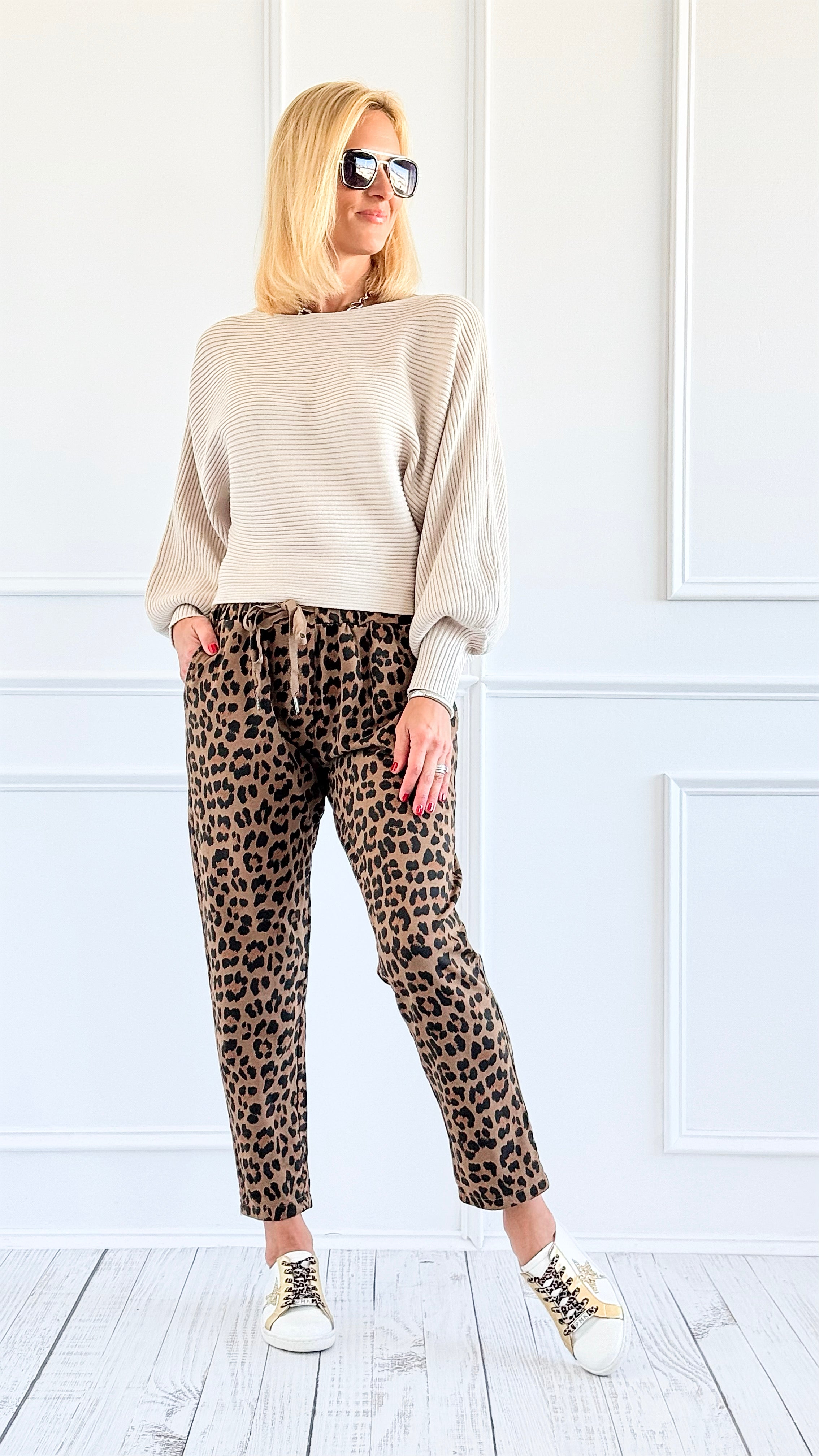 Leopard Luxe Drawstring Italian Joggers - Camel-180 Joggers-VENTI6 OUTLET-Coastal Bloom Boutique, find the trendiest versions of the popular styles and looks Located in Indialantic, FL