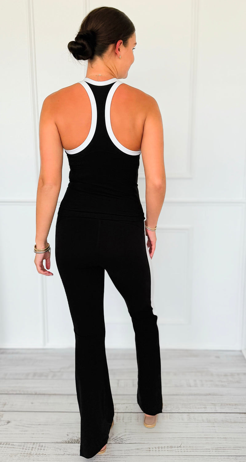 On-Track 2pc Athleisure Set-Black/White-210 Loungewear/Sets-RAE MODE-Coastal Bloom Boutique, find the trendiest versions of the popular styles and looks Located in Indialantic, FL