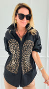 Run Wild Button-Up Blouse-Black-110 Short Sleeve Tops-7Mango7-Coastal Bloom Boutique, find the trendiest versions of the popular styles and looks Located in Indialantic, FL
