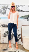 Italian Wish List Jogger - Navy-180 Joggers-Italianissimo-Coastal Bloom Boutique, find the trendiest versions of the popular styles and looks Located in Indialantic, FL