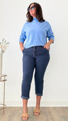 Curvy Love Endures Italian Jogger - Denim Blue-180 Joggers-Germany-Coastal Bloom Boutique, find the trendiest versions of the popular styles and looks Located in Indialantic, FL