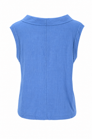 Coastal Calm Cowl Neck Italian Linen Sleeveless Top