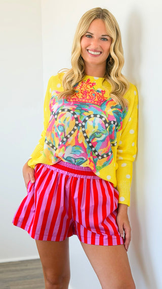 Playful Stripe Shorts - Pink