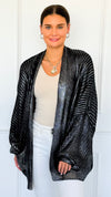 Mirrored Metallic Sugar High Italian Cardigan- Navy/ Silver-150 Cardigan Layers-Italianissimo-Coastal Bloom Boutique, find the trendiest versions of the popular styles and looks Located in Indialantic, FL