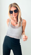 Metallic Sequin Cami Top - Silver-100 Sleeveless Tops-Edit By Nine-Coastal Bloom Boutique, find the trendiest versions of the popular styles and looks Located in Indialantic, FL