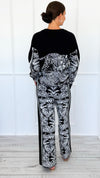 Elegant Jungle Italian Zip- Up Set- Black-210 Loungewear/Sets-K2-Coastal Bloom Boutique, find the trendiest versions of the popular styles and looks Located in Indialantic, FL