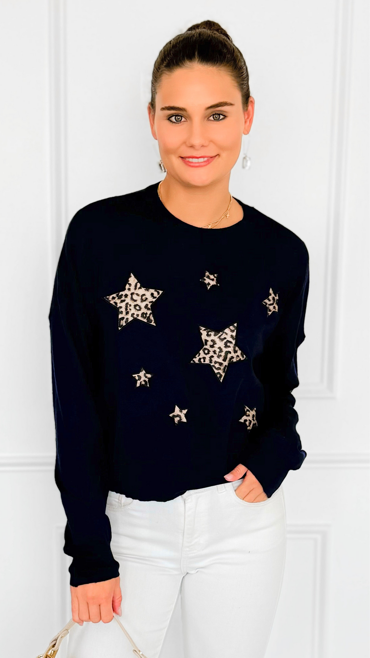 Star Wild Long Sleeve Top- Navy-110 Long Sleeve Tops-V SKY-Coastal Bloom Boutique, find the trendiest versions of the popular styles and looks Located in Indialantic, FL