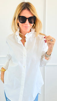 Sophia Ruffled Italian Shirt-110 Long Sleeve Tops-TATTOO Z-Coastal Bloom Boutique, find the trendiest versions of the popular styles and looks Located in Indialantic, FL