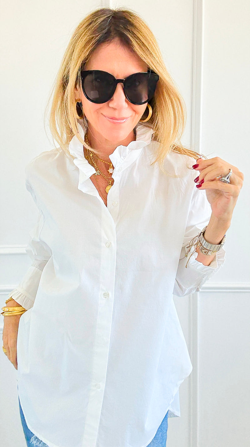 Sophia Ruffled Italian Shirt-110 Long Sleeve Tops-TATTOO Z-Coastal Bloom Boutique, find the trendiest versions of the popular styles and looks Located in Indialantic, FL