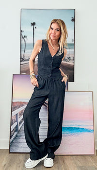 Wide Leg Denim Pant-Faded Black-190 Denim-Edit By Nine-Coastal Bloom Boutique, find the trendiest versions of the popular styles and looks Located in Indialantic, FL