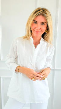 The Classic Tuxedo Italian Blouse- White